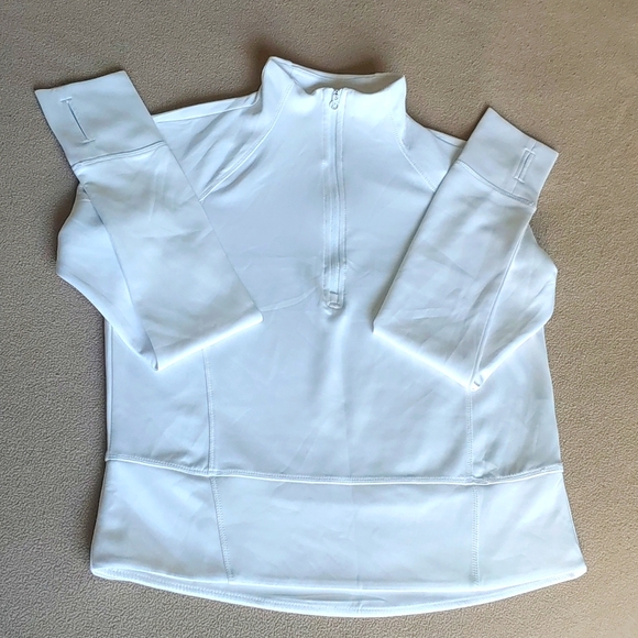 Layer 8 Tops - Layer 8 Thermal Turtleneck Long Sleeve Quarter Zip Top White Size M